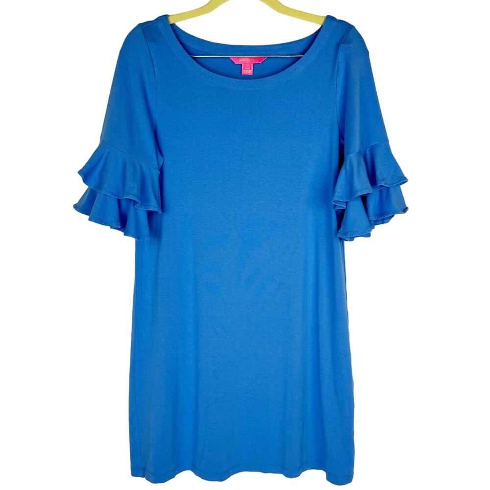Lilly Pulitzer Lula Ruffle Tiered Half‎ Sleeve Stretch Flowy Shift Dress Small